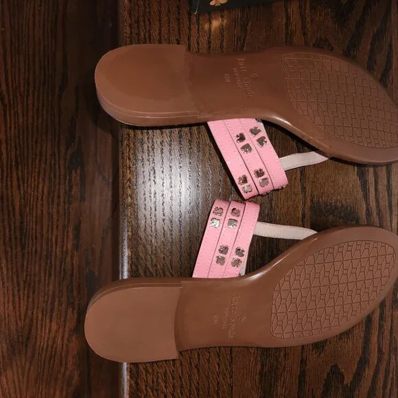 Kate Spade Pink Thong Sandals Slides Pink Patent Leather NEW Size 6.5 - Picture 3 of 4